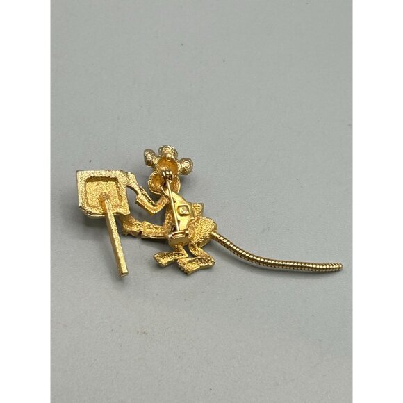 Vintage Monkey with Music Box Pin Brooch Gold Tone Fun Figural Jewelry - Picture 5 of 7
